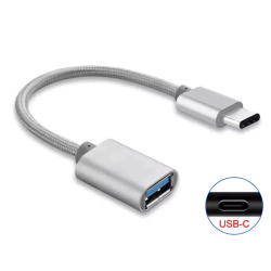 OTG переходник плетенный Type C to USB-AF Silver