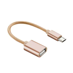 OTG переходник плетенный Micro USB to USB-AF Gold