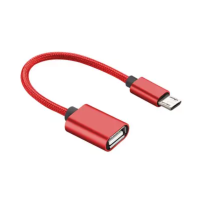OTG переходник плетенный Micro USB to USB-AF Red