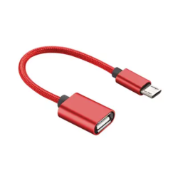 OTG переходник плетенный Micro USB to USB-AF Red