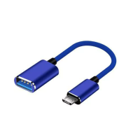 OTG переходник плетенный Micro USB to USB-AF Blue