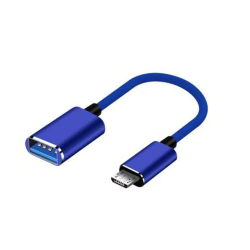 OTG переходник плетенный Micro USB to USB-AF Blue