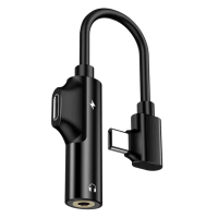 Переходник / Адаптер наушников угловой Type C to Type C+3.5mm Black Box