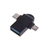 OTG переходник Metal Micro USB+Type C to USB-AF Black