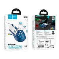 Компьютерная проводная мышь HOCO GM51 1200-3600dpi 7 LED color| White-blue