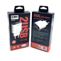 Сетевое ЗУ EMY MY-A202 + cabel micro USB (5V/2.4A/2USB) Auto-ID