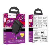 Сетевое ЗУ HOCO CS61A 30W 3A 1 USB + 1 PD + кабель TC-TC Black