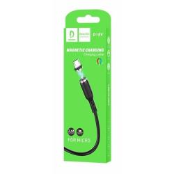 Магнитный кабель силиконовый DENMEN D18V Micro USB 2.4A Yellow