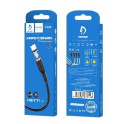 Магнитный кабель силиконовый DENMEN D18T Type C 2.4A Black