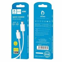 Дата кабель силиконовый DENMEN D20C Quick Charge 100W Type C to Type C
