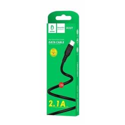 Дата кабель силиконовый DENMEN D23T 2.1A 2M Type C Black