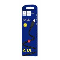 Дата кабель силиконовый DENMEN D23V 2.1A 2M Micro USB Black