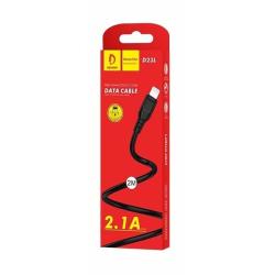 Дата кабель силиконовый DENMEN D23L 2.1A 2M Lightning Black