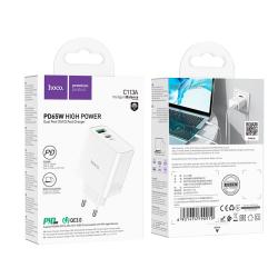 Сетевое ЗУ HOCO C113A PD65W High Power Dual Ports (1C1A) Fast Charger White