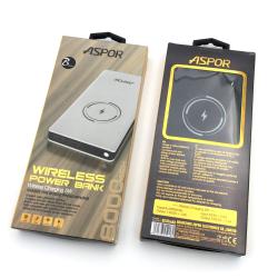 Power Bank ASPOR A341W Wirlss Charging (8000mAh/2.4A/2USB) Black