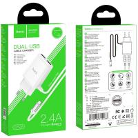 Сетевое ЗУ HOCO C82A + кабель Micro USB (5V/2.4A/2 USB) White