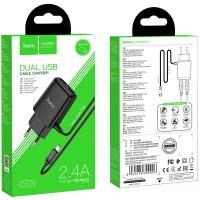 Сетевое ЗУ HOCO C82A + кабель Micro USB (5V/2.4A/2 USB) Black