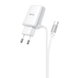 Сетевое ЗУ HOCO C82A + кабель Type C (5V/2.4A/2 USB) White