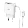 Сетевое ЗУ HOCO C59A + кабель Lightning (5V/2.4A/2 USB) White