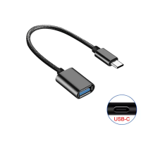 OTG переходник плетенный Type C to USB-AF Black