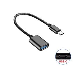 OTG переходник плетенный Type C to USB-AF Black