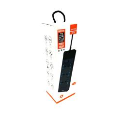 Сетевой удлинитель Sunpin OS-05 6 розеток/2.0m/3000W/16A + 4USB (5V/2.1A) Black