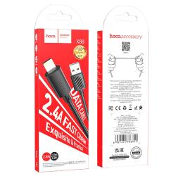 Дата кабель HOCO X88 Lightning 2.4A 1m Black