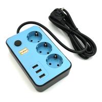 Сетевой удлинитель 3 розетки + 3 USB 2 метра 16A 