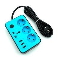 Сетевой удлинитель 4 розетки + 3 USB 2 метра 16A 