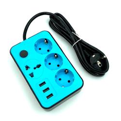 Сетевой удлинитель 4 розетки + 3 USB 2 метра 16A 