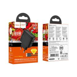 Сетевое ЗУ HOCO CS63A 65W 3A 1 USB + 1 PD + кабель TC-TC Black