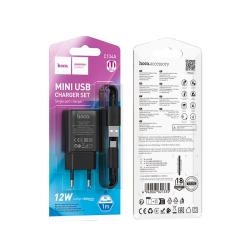 Сетевое ЗУ HOCO C134A + кабель Micro USB (5V/2.4A/1 USB) Black