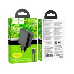 Сетевое ЗУ HOCO CS27A 67W 3A 1 USB + 3 PD + кабель TC-TC Black