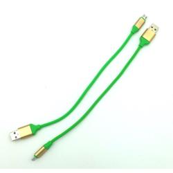 Дата кабель M-001 круглый Micro USB 0.3m Green (тех. упаковка)