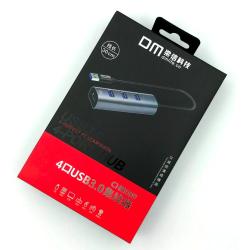 HUB USB3.0 DM CHB009 4 USB Metal USB-A 120 cm Black
