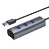 HUB USB3.0 DM CHB009 4 USB Metal USB-A 120 cm Black