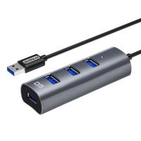 HUB USB3.0 DM CHB009 4 USB Metal USB-A 120 cm Black