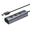 HUB USB2.0 DM CHB008 4 USB Metal USB-A 30cm Black