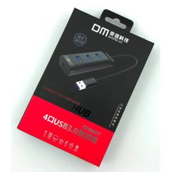 HUB USB3.0 DM CHB007 4 USB Plastic USB-A 120cm Black