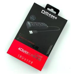 HUB USB2.0 DM CHB005 4 USB Plastic USB-A 30 cm Black