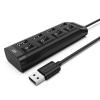 HUB USB2.0 DM CHB005 4 USB Plastic USB-A 30 cm Black