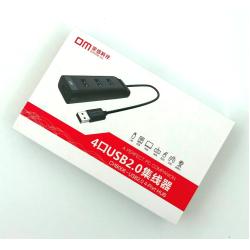 HUB USB2.0 DM CHB006 4 USB Plastic USB-A 30cm Black