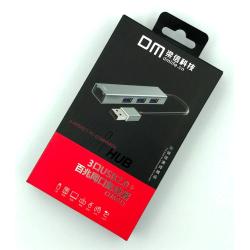 HUB USB2.0 DM CHB011 3USB+LAN Metal USB-A 15 cm Black