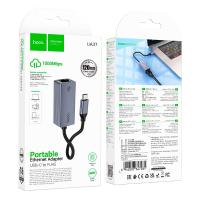 Сетевая карта / Переходник HOCO UA37 Type C to LAN 1000Mbps Metal Gray