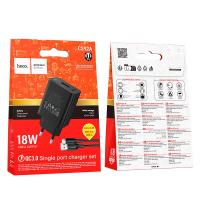 Сетевое ЗУ HOCO CS92A 18W 3A 1 USB + кабель Type C Black