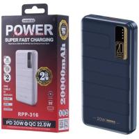 Power Bank REMAX RPP-316 Noah Series 20000mAh 20W+22.5W PD+QC Blue