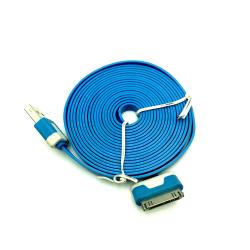 Дата кабель FLAT iPhone 4 3m Blue (тех. упаковка)