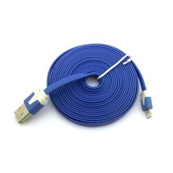 Дата кабель FLAT iPhone 5 3m Blue (тех. упаковка)