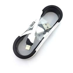 Дата кабель FLAT ROLL iPhone 5 White/Black (тех. упаковка)