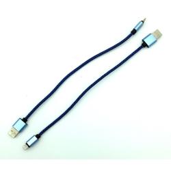 Дата кабель I-003 плетенный круглый Lighting 0.3m Blue (тех. упаковка)